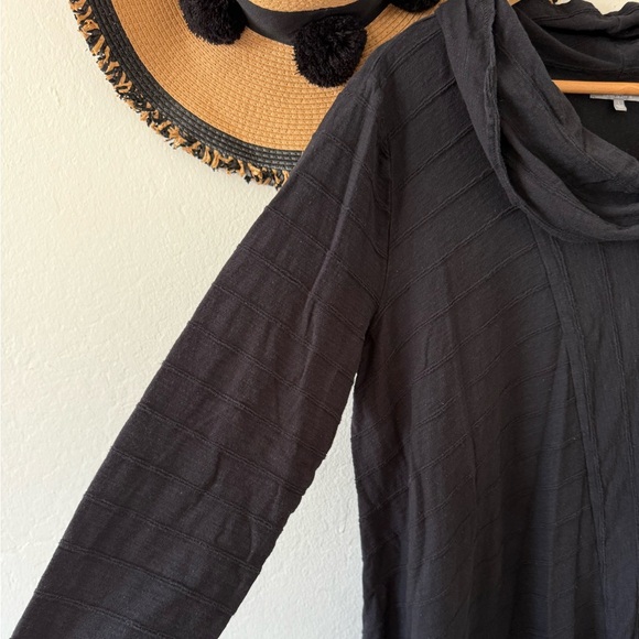 Habitat Boho Black Cotton Textured Cowl Neck Long Sleeve Tunic Dress Lagenlook - Picture 8 of 10